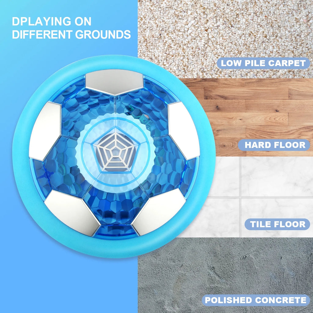 2 in 1 Starlight Hover Soccer Ball Set Sport Indoor Toys Projector Rechargeable Air for 3-10 Years Old Kids, Light Blue