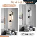 Black Wall Lights Plug in for Bedroom, Frosted Milky White Glass Wall Sconce Decor, Large Modern Wall Sconces for Living Room
