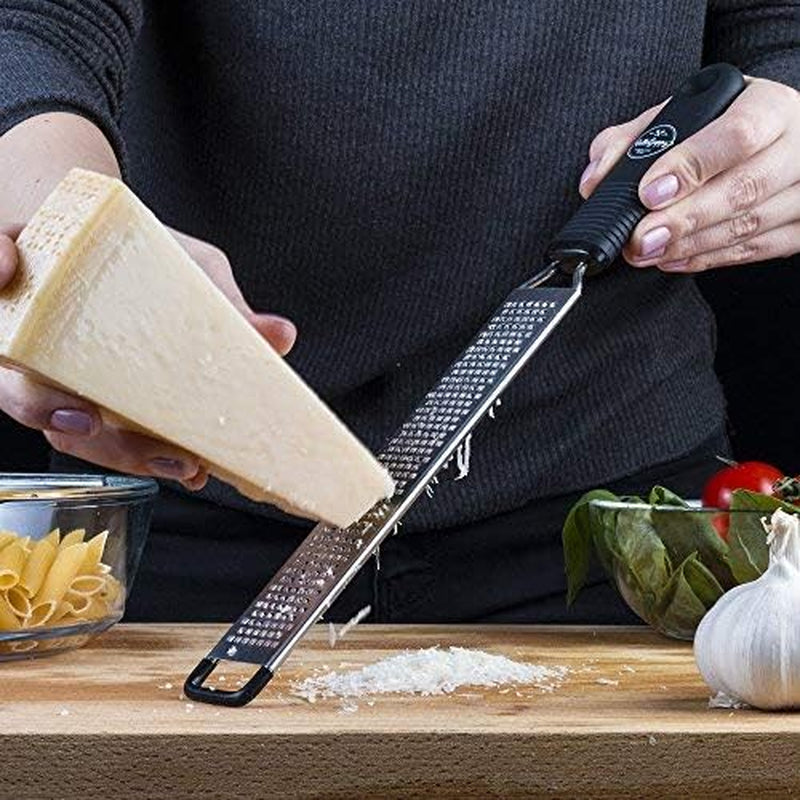 Lemon Zester & Cheese Grater, Professional Zesting Tool for Parmesan, Citrus, Ginger, Nutmeg, Garlic, Chocolate, Fruits, Razor-Sharp Stainless Steel Blade Protective Cover, Dishwasher Save
