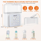 Baby Bottle Warmer, 9-In-1 Fast Baby Food Heater & Defrost, Double Bottle Warmer with Appointment &Timer, Bpa-Free, Accurate Temperature Control for Breastmilk & Formula, LCD Display