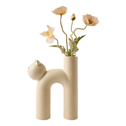 Cute Tube Cat Vase Living Room Decoration Home Decor