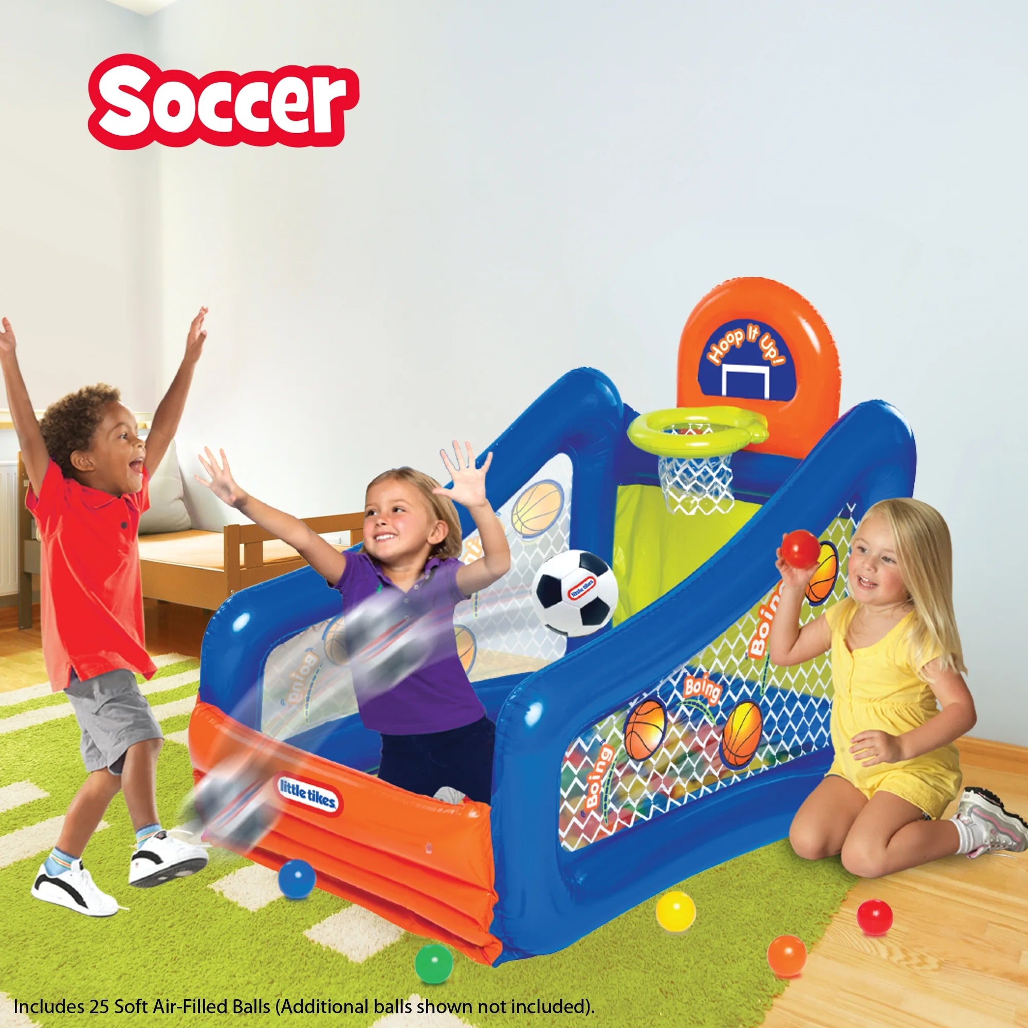Hoop It Up! Play Center, 3 in 1Sports 25 Ball Value Pack, Indoor and Outdoor Play for Children 3 to 6 Years Old
