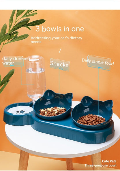 Plastic Double Bowl Anti Roll Pet Products For Cats