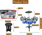 Kids Drum Set Toddler Instrument Set Educational Percussion Stimulating Children’S Creativity Drum Set for Kids Boys and Girls Blue