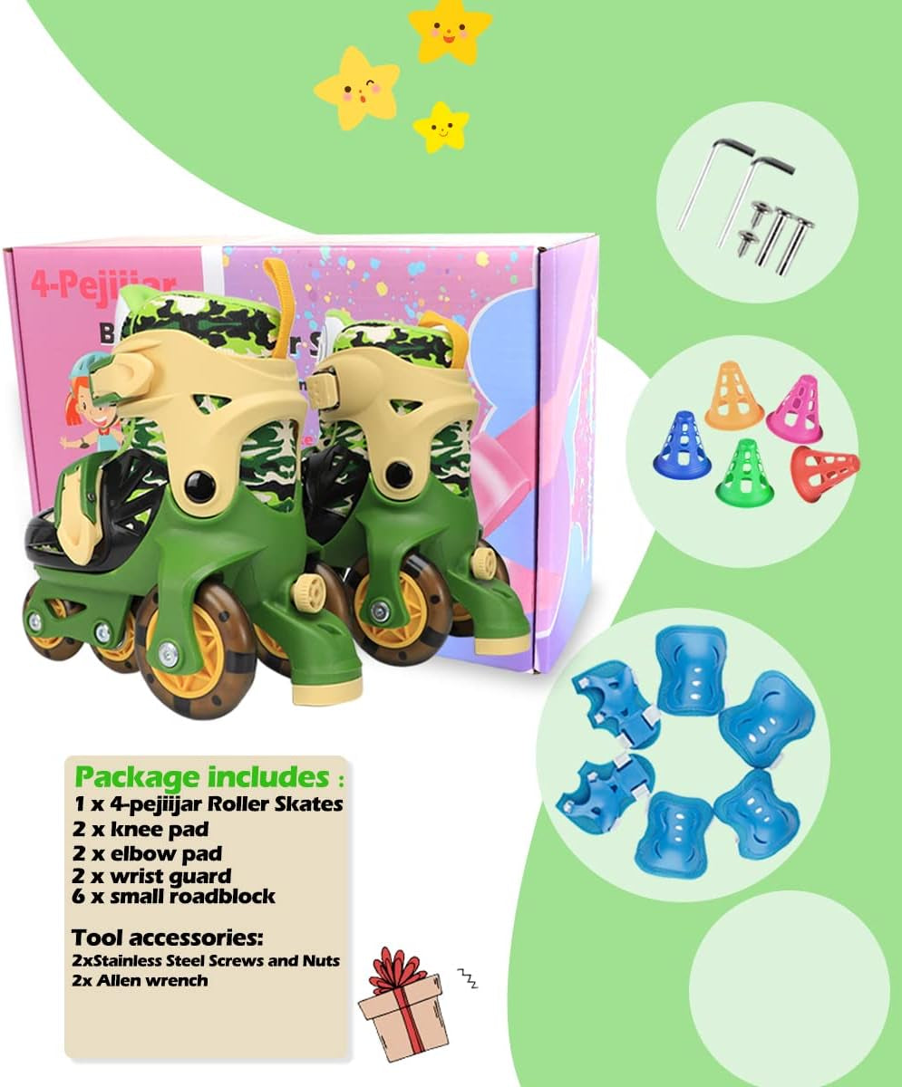 Kids Quad Roller Skate,Roller Skates for Girls Boys,3-Point Balance Roller Shoes for Beginners