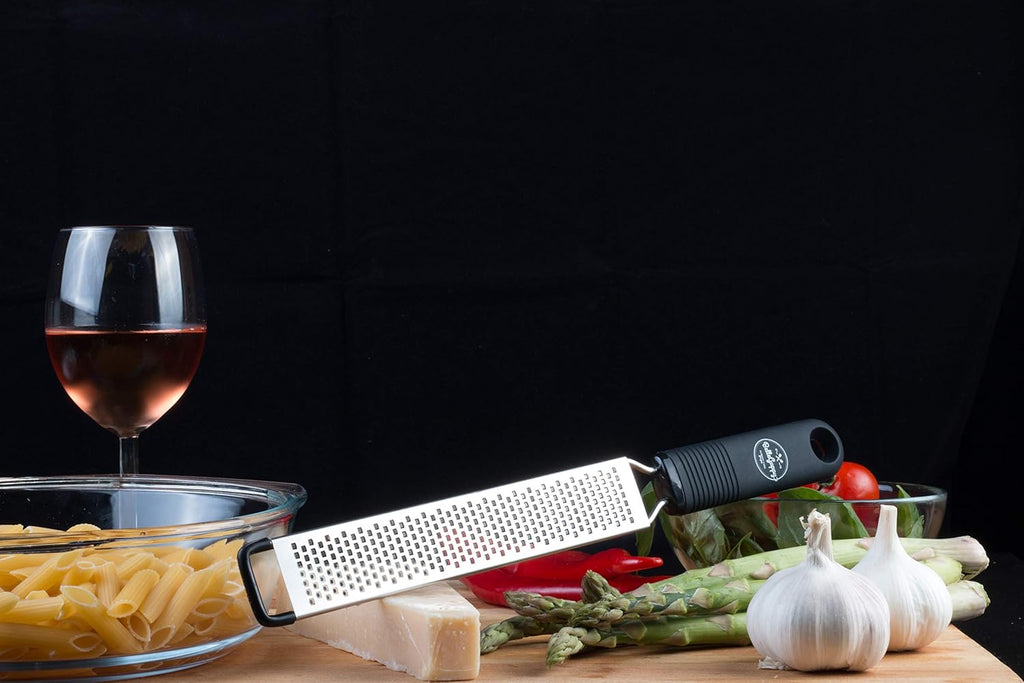 Lemon Zester & Cheese Grater, Professional Zesting Tool for Parmesan, Citrus, Ginger, Nutmeg, Garlic, Chocolate, Fruits, Razor-Sharp Stainless Steel Blade Protective Cover, Dishwasher Save