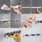 Mop Broom Holder Wall Mounted, Heavy Duty Broom Holder Garage Organization Stainless Steel Broom Hanger Wall Mounted, Broom Rack Wall Mount for Kitchen, Corridor, Laundry, Bathroom (2 Racks, 3 Hooks)
