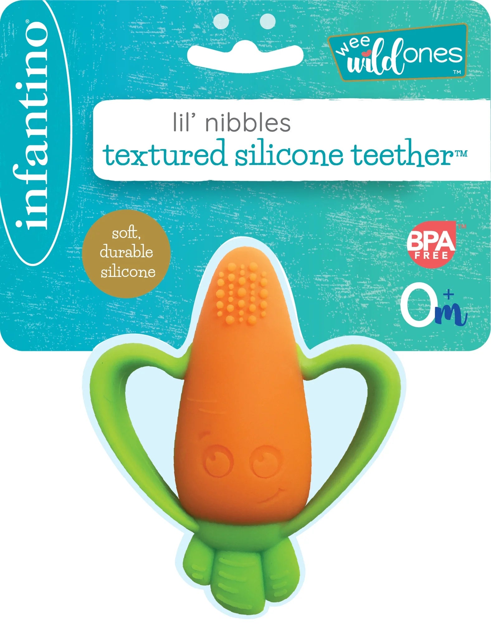 Lil' Nibbles Soft Baby Teether for Newborns & Toddlers 6-12 Months Unisex, Carrot