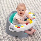 Music & Lights 3-In-1 Discovery Seat & Booster, Toddler Booster Seat for Dining Table or Kitchen Chair, Baby Activity Center & Snack Tray, Teal