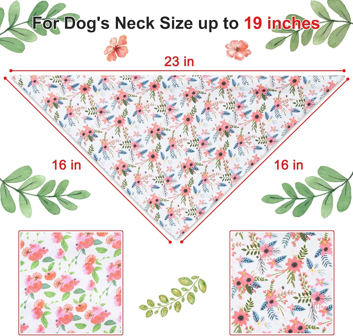 Dog Bandanas, Dog Scarf, Puppy Bandana, Dog Bandanas for Medium Size Dogs, Dog Bandana Accessories for Small Dogs, Personalized Adjustable Flower Pet Dog Bandana Handkerchiefs Triangle Bibs, 2 Pack