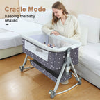 4-In-1 Bedside Bassinet, Adjustable Height, Black with Storage Basket