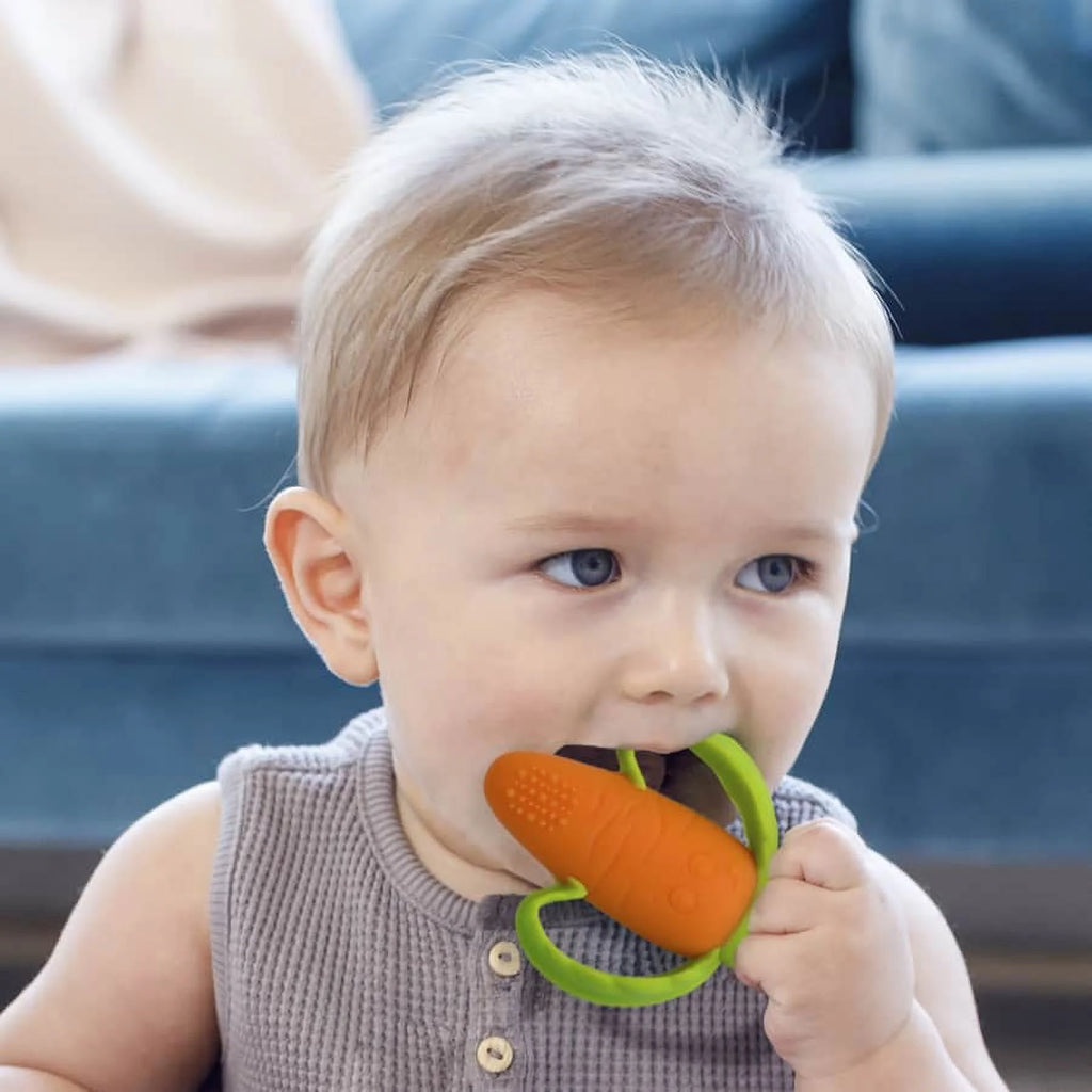 Lil' Nibbles Soft Baby Teether for Newborns & Toddlers 6-12 Months Unisex, Carrot