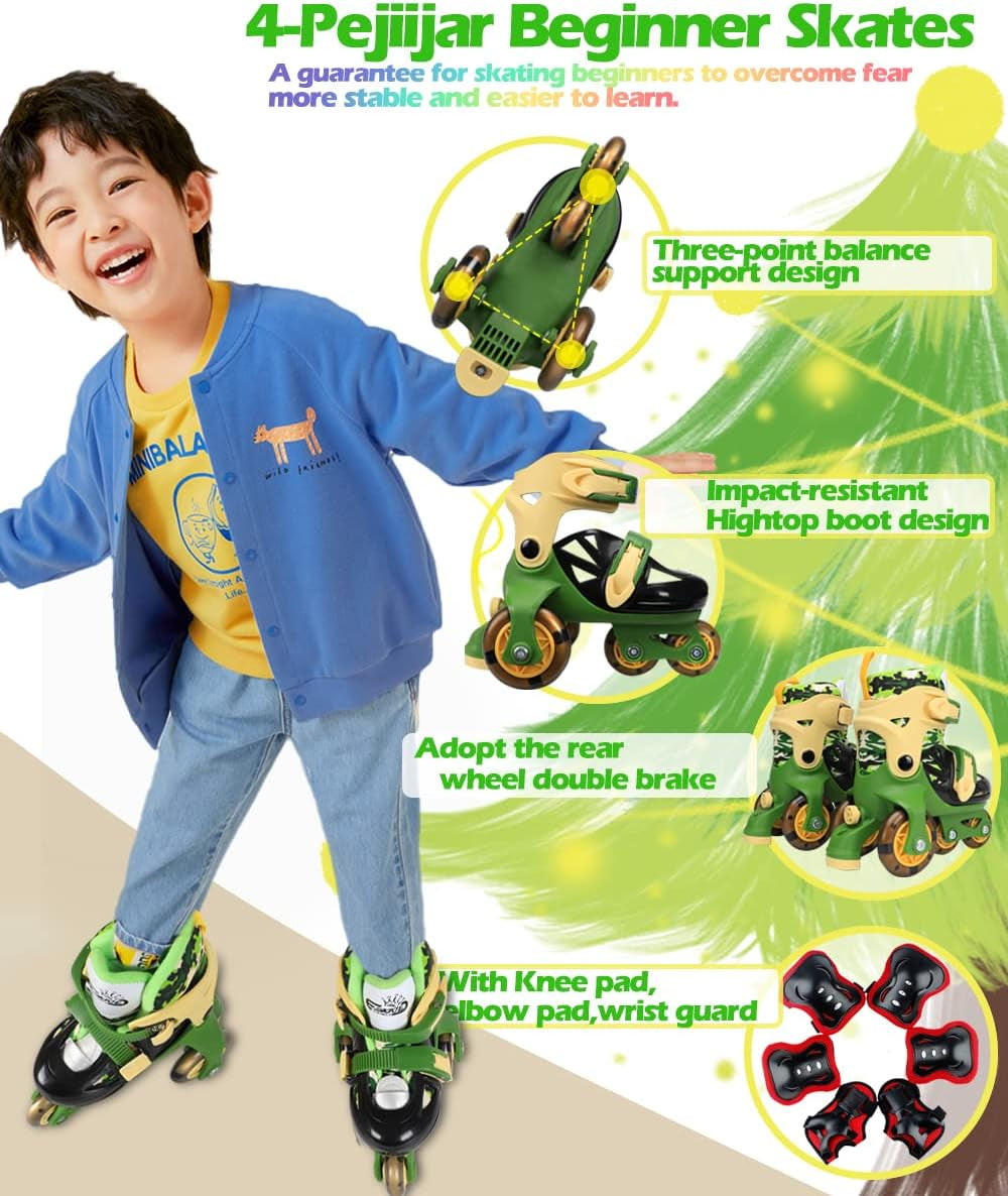 Kids Quad Roller Skate,Roller Skates for Girls Boys,3-Point Balance Roller Shoes for Beginners