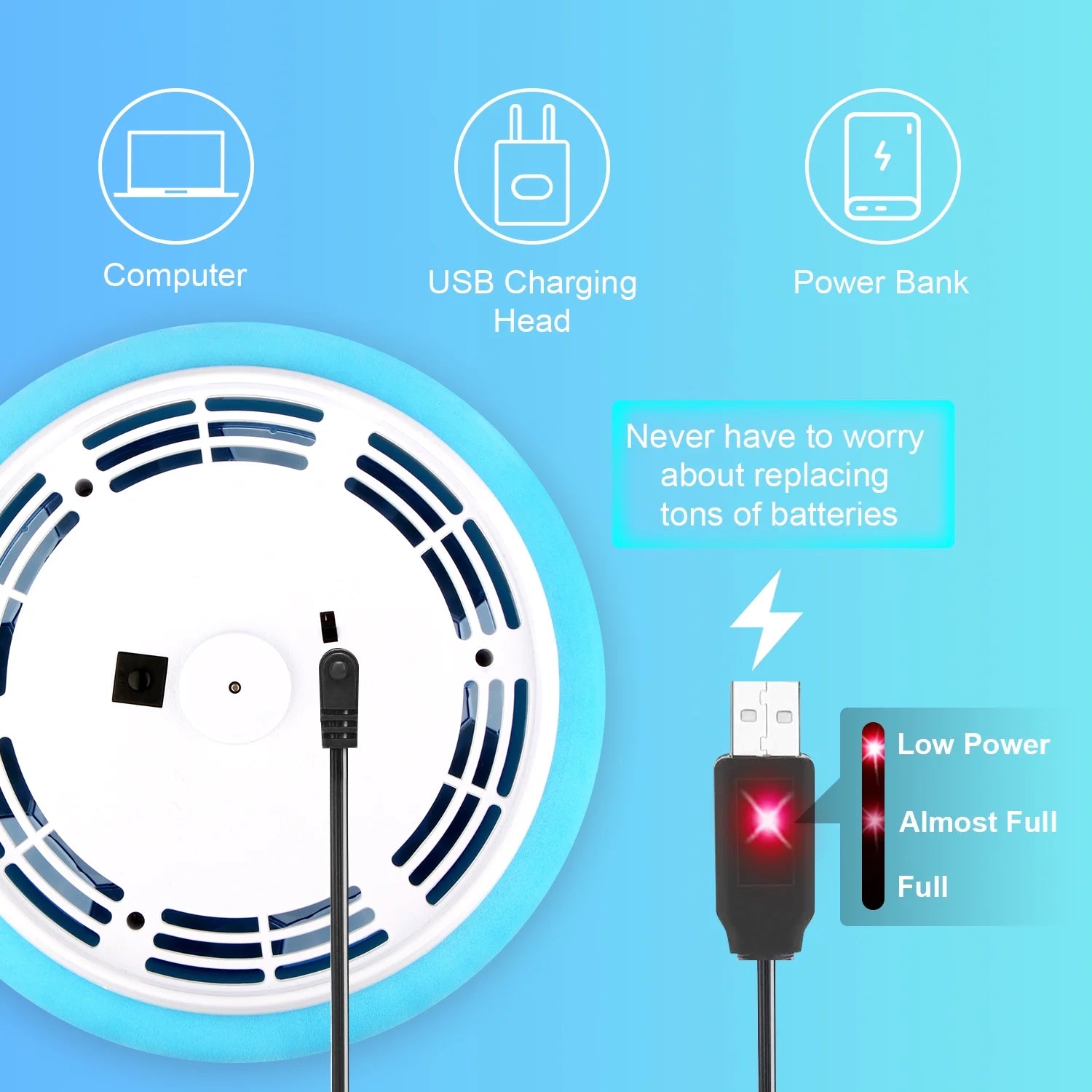 2 in 1 Starlight Hover Soccer Ball Set Sport Indoor Toys Projector Rechargeable Air for 3-10 Years Old Kids, Light Blue