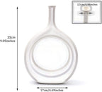 Ceramic Oval Geometric Vase, White, 11"