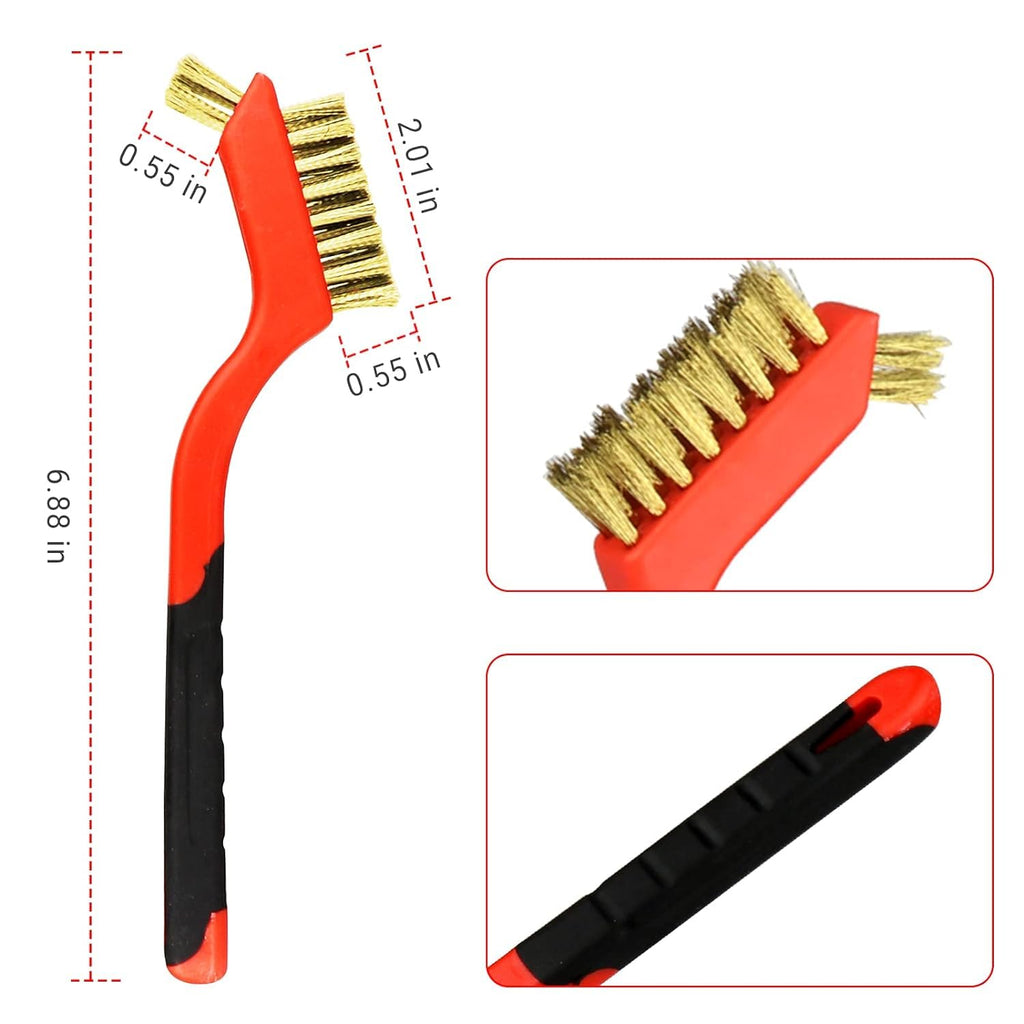 Wire Brush Set - 3PCS Brass/Stainless Steel/Nylon Bristles,Rust Remover Brass Brush, Wire Brushes for Paint and Stain, 7 Inches,Wire Brush Tool Rust Remover for Metal
