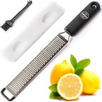 Lemon Zester & Cheese Grater, Professional Zesting Tool for Parmesan, Citrus, Ginger, Nutmeg, Garlic, Chocolate, Fruits, Razor-Sharp Stainless Steel Blade Protective Cover, Dishwasher Save