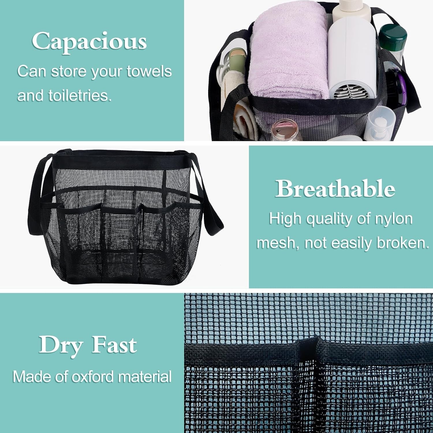 Mesh Shower Caddy Portable, Quick Dry Hanging Shower Tote Bag for College Dorm Room Essentials, Large Capacity Shower Caddy Dorm for Bathroom Gym Swimming