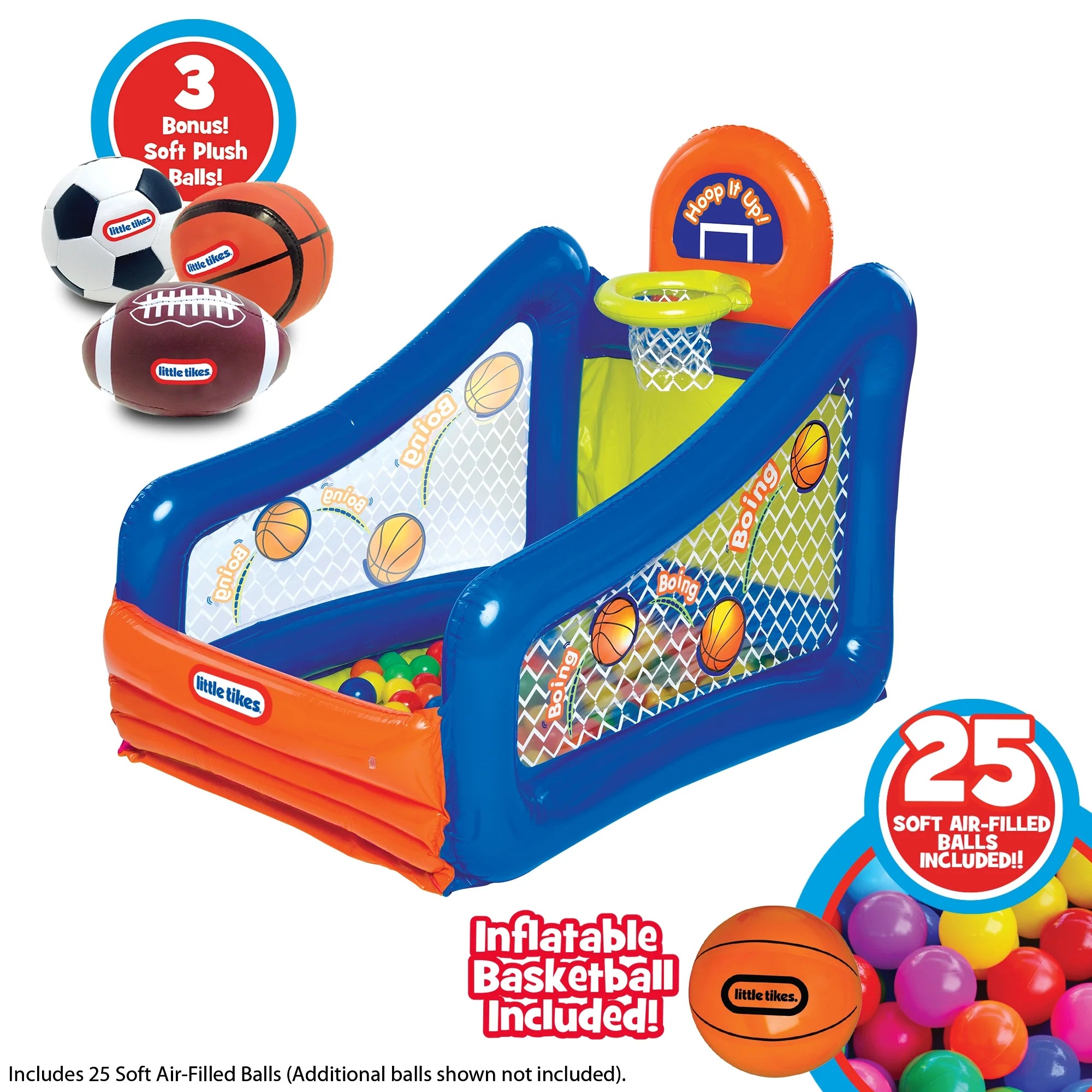 Hoop It Up! Play Center, 3 in 1Sports 25 Ball Value Pack, Indoor and Outdoor Play for Children 3 to 6 Years Old