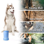 Automatic Dog Paw Cleaner, Portable Dog Foot Washer, 2-In-1 Paw Cleaner with Soft Silicone Grooming Brush, One-Hand Operation, Dual-Speed Cleaning, Design for Small & Medium Dog Breed (Blue)