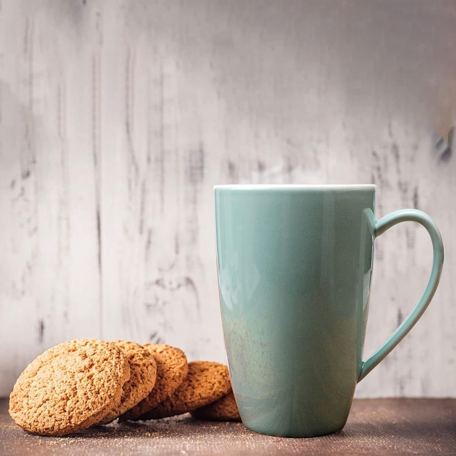 Porcelain Tea Mug with Infuser and Lid, 16 Ounce Ceramic Tea Cup for Loose Leaf, Coffee, Cocoa and Milk, Tea Gift for Tea Lovers, Set of 2(Green and White)