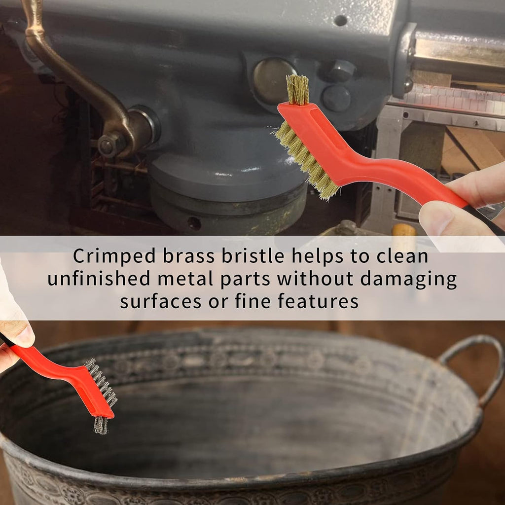 Wire Brush Set - 3PCS Brass/Stainless Steel/Nylon Bristles,Rust Remover Brass Brush, Wire Brushes for Paint and Stain, 7 Inches,Wire Brush Tool Rust Remover for Metal