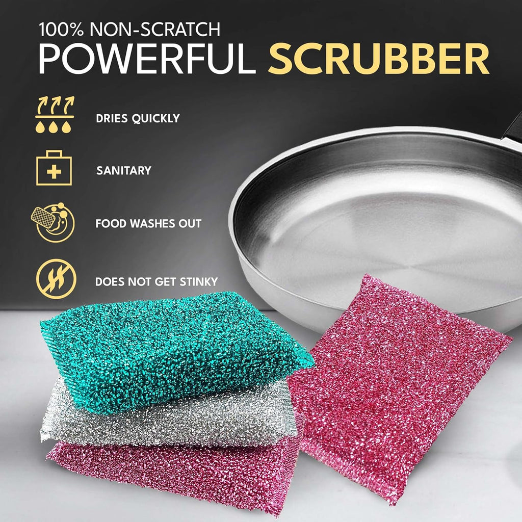 Sponges for Kitchen (30 Pcs Pack) - Non Scratch Scrubbers for Cleaning Dishes - Best Dish Sponge Scrub Pads for Dishwashing & Washing - Household Scrubber Supplies & Tool for Pots, Pans, Sink