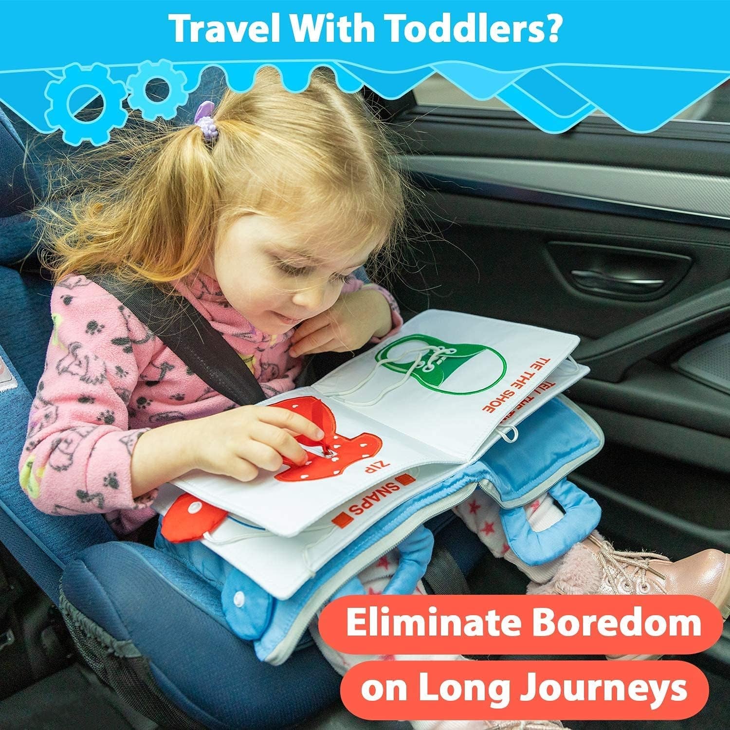 Montessori Fabric Quiet Book for Toddlers - Busy Book with Touch, Feel and Learn Activities for Boys and Girls - Portable Sensory Book, Keeping Kids Busy-Zippered Educational Toy for Travel