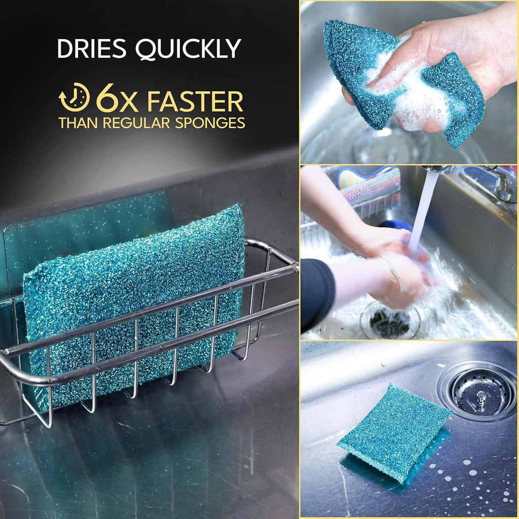 Sponges for Kitchen (30 Pcs Pack) - Non Scratch Scrubbers for Cleaning Dishes - Best Dish Sponge Scrub Pads for Dishwashing & Washing - Household Scrubber Supplies & Tool for Pots, Pans, Sink