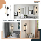 Black Wall Lights Plug in for Bedroom, Frosted Milky White Glass Wall Sconce Decor, Large Modern Wall Sconces for Living Room