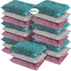 Sponges for Kitchen (30 Pcs Pack) - Non Scratch Scrubbers for Cleaning Dishes - Best Dish Sponge Scrub Pads for Dishwashing & Washing - Household Scrubber Supplies & Tool for Pots, Pans, Sink