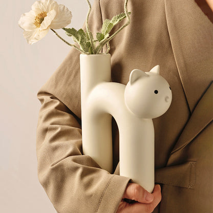 Cute Tube Cat Vase Living Room Decoration Home Decor