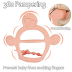 【Never Drop from Hand】 HEORSHE Baby Teething Toys for 1 Year Old Baby Girl Teethers for Infants Toddlers Silicone Molars Adjustable Chew Toys for Babies 3 4 5 6 7 8 9 10 11 12 Months (Pink)