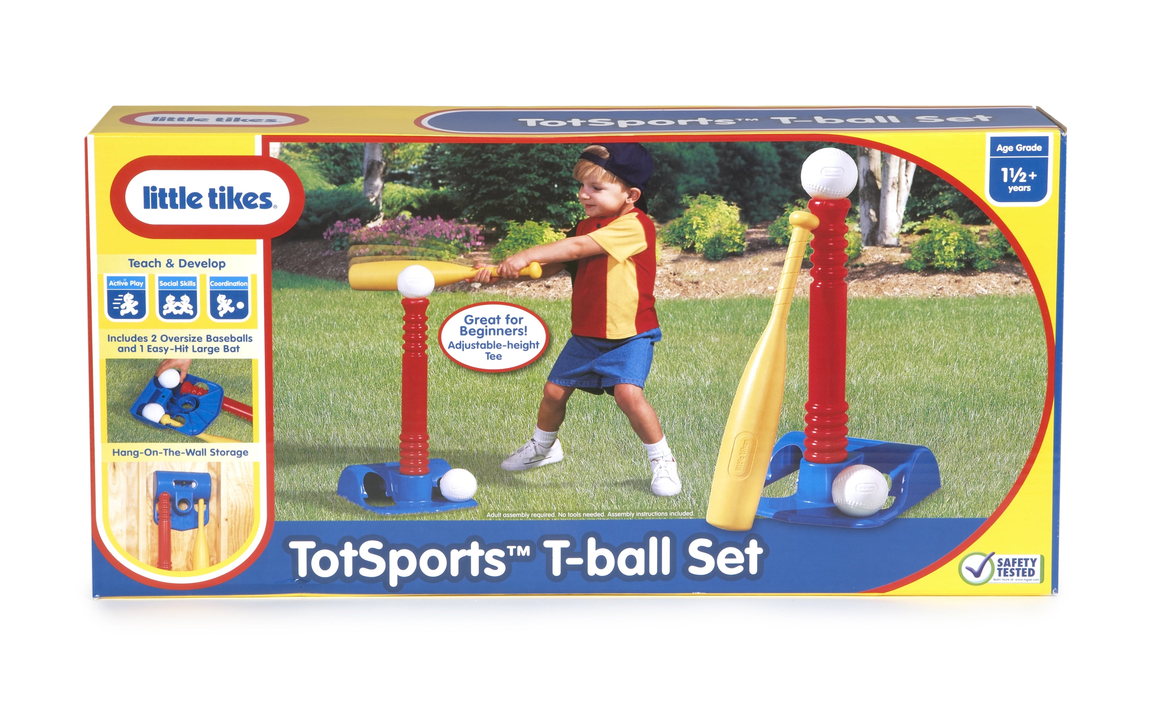 Totsports Kids T-Ball Set with Bat and 2 Balls, Ages 18 Months to 4 Years
