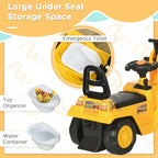 NO Power 3 in 1 Ride on Toy Excavator Digger Scooter Pulling Cart Pretend Play Construction Truck