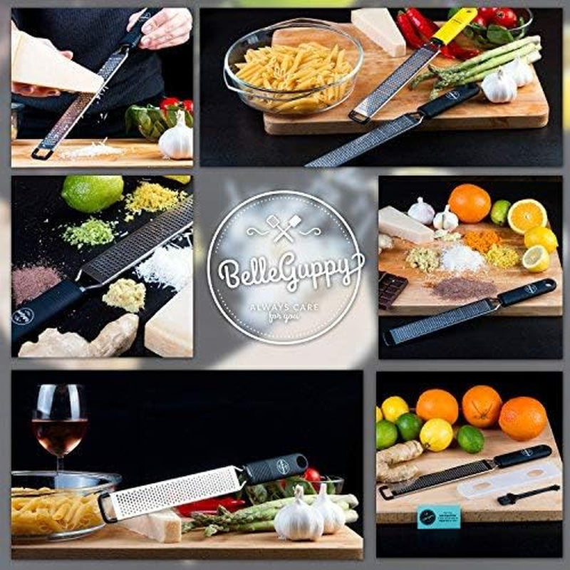 Lemon Zester & Cheese Grater, Professional Zesting Tool for Parmesan, Citrus, Ginger, Nutmeg, Garlic, Chocolate, Fruits, Razor-Sharp Stainless Steel Blade Protective Cover, Dishwasher Save