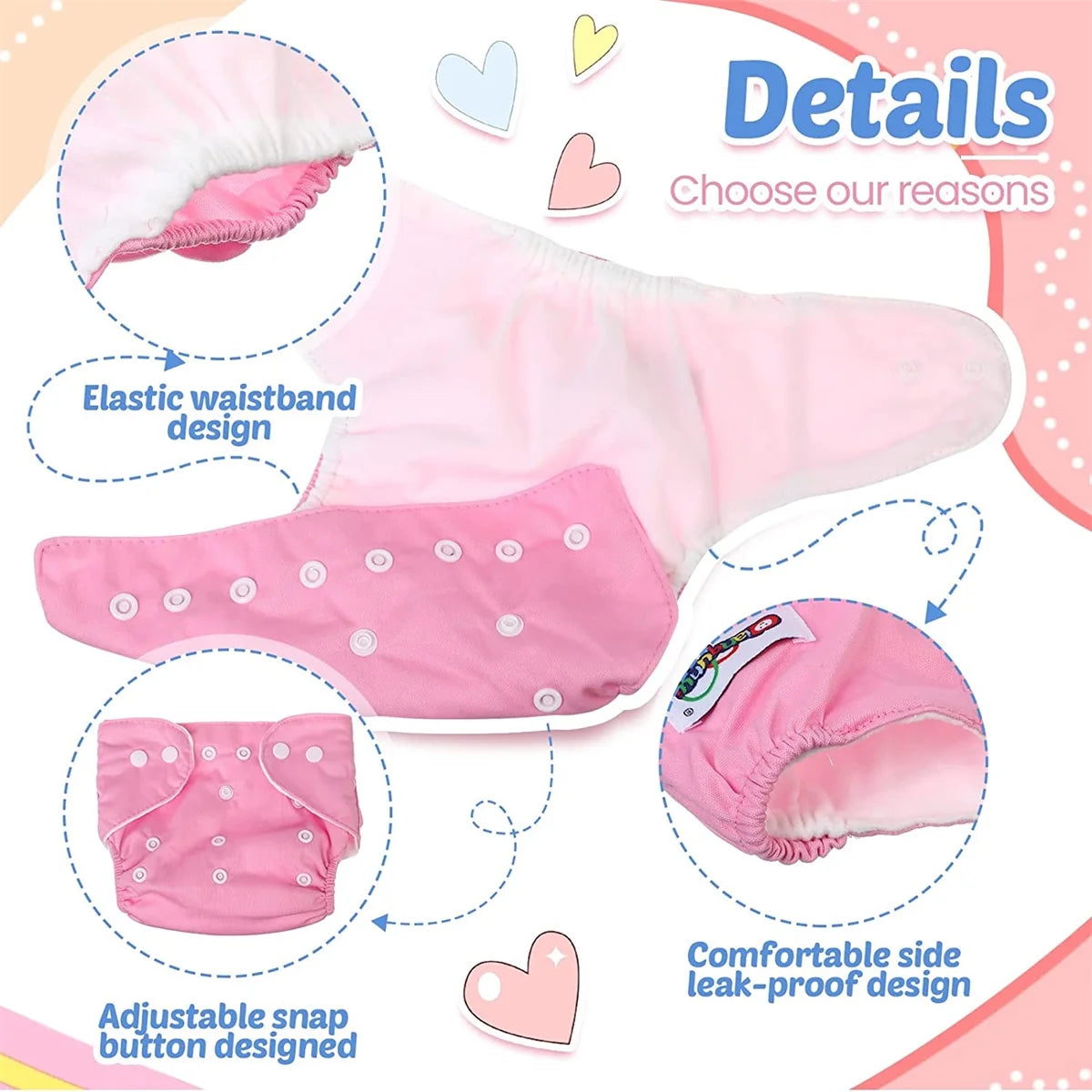 Baby Cloth Diapers 8 Pack Adjustable Washable and Reusable Pocket Diapers for Baby Girls-No Inserts
