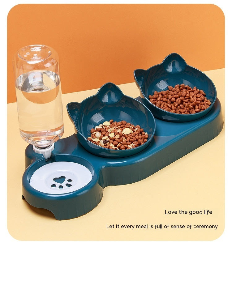 Plastic Double Bowl Anti Roll Pet Products For Cats